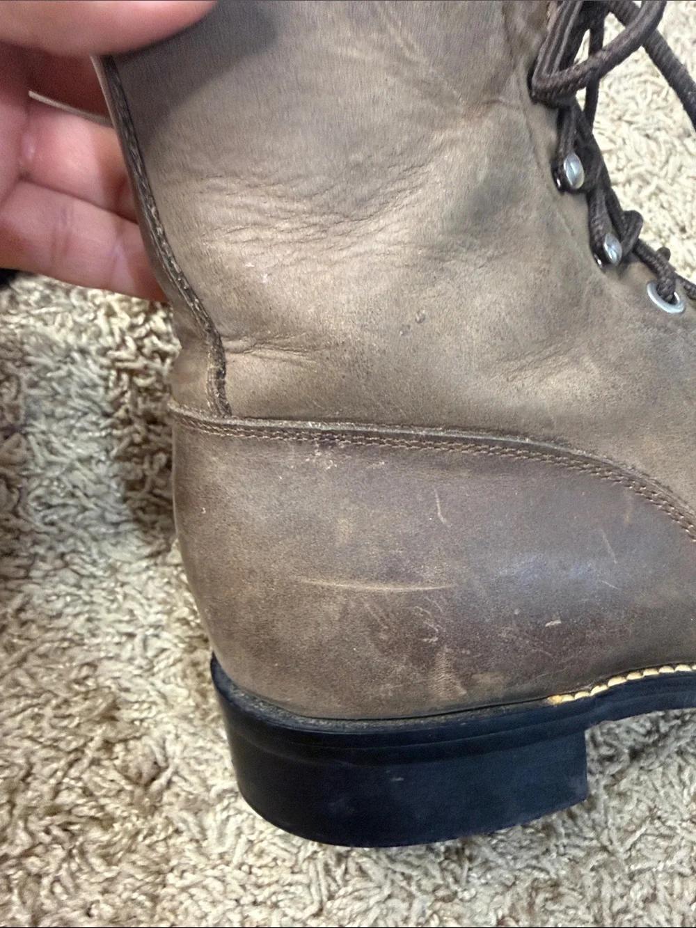 Justin Boots Women McKean Brown Leather Classic Lace Up Design Booties Size 8